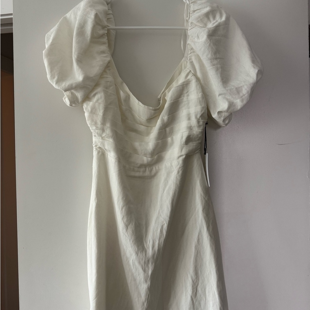 ASTR Ivory Puff Sleeve Dress